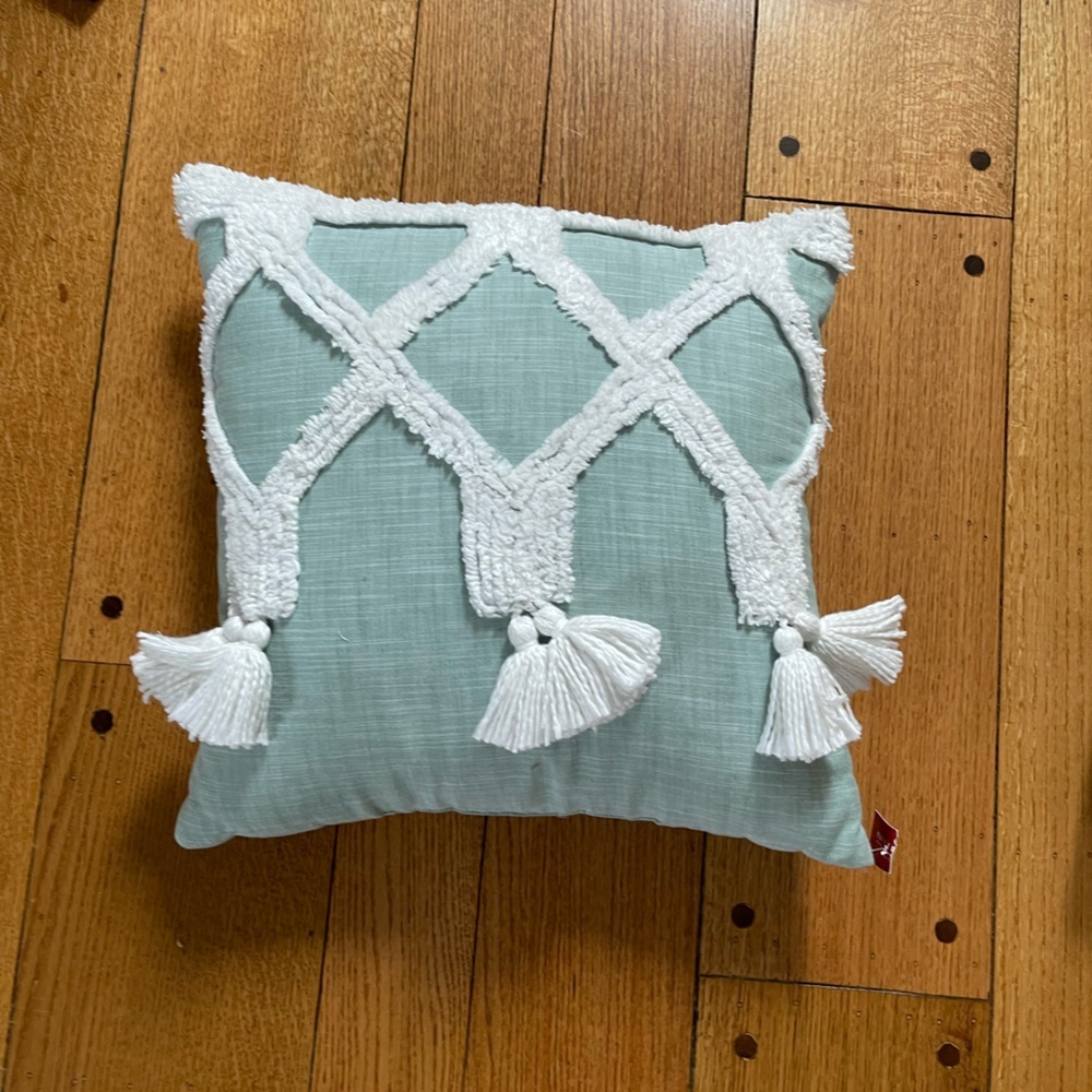 Pottery Barn Teen Tassel Throw Pillow, Chambray